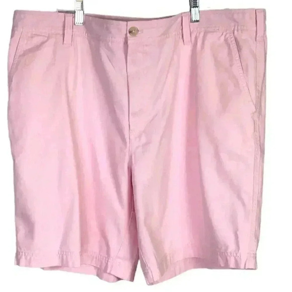 Izod Shorts Men 42 Pink Saltwater Classic Chino Flat Front Coastal Preppy NEW - Picture 1 of 7